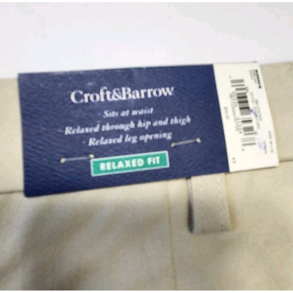 Croft & Barrow Mens 46x32 Khaki Pants Beige Easy Care Relaxed Fit Big & Tall NWT - Picture 14 of 15